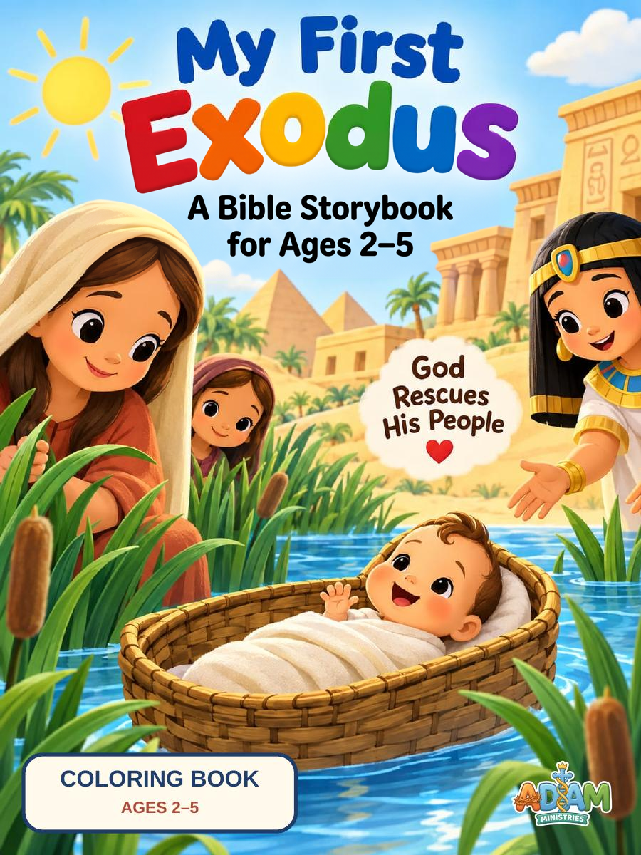 Cover of My First Exodus · Coloring Book · Ages 2–5, an ADAM Ministries Bible coloring book