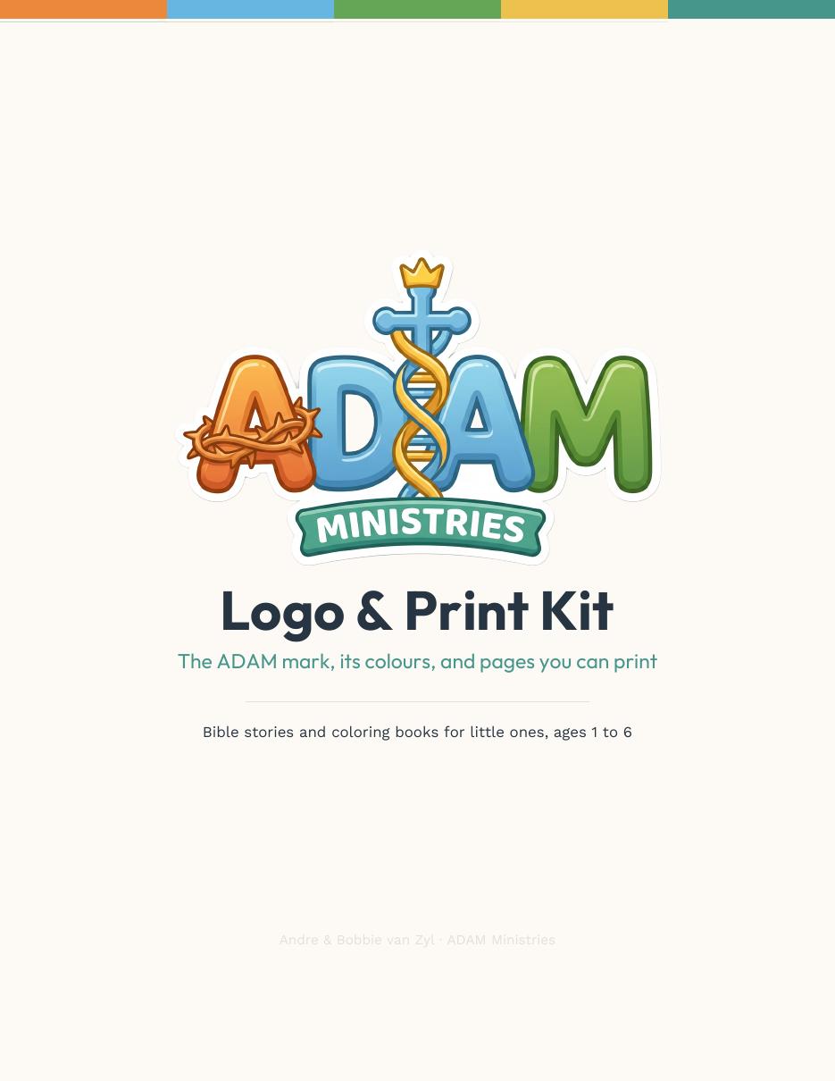Cover sheet of the ADAM Ministries brand kit