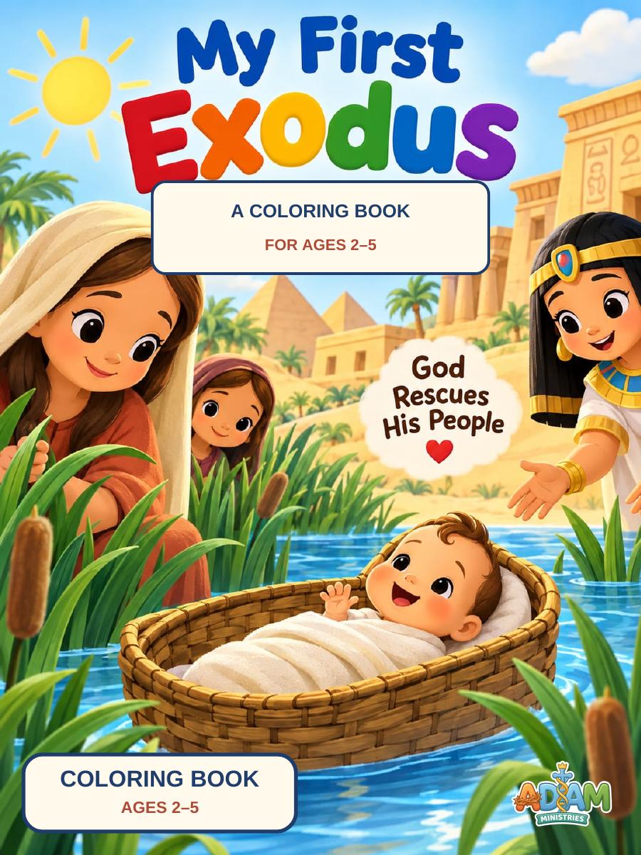 Cover of My First Exodus · Coloring Book · Ages 2–5, an ADAM Ministries Bible coloring book